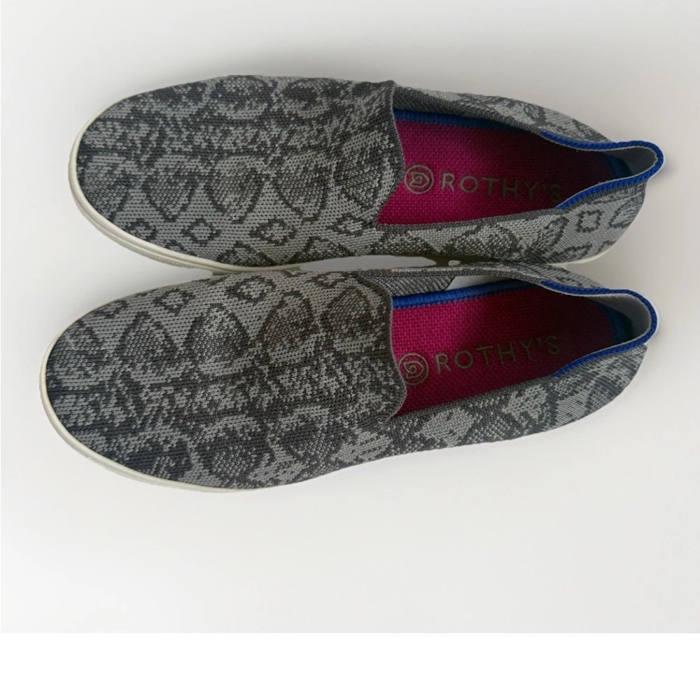 Rothy’s The Original Slip On Sneakers Shoes Grey Stone Snake Print Women’s Sz‎ 8 - Picture 7 of 9